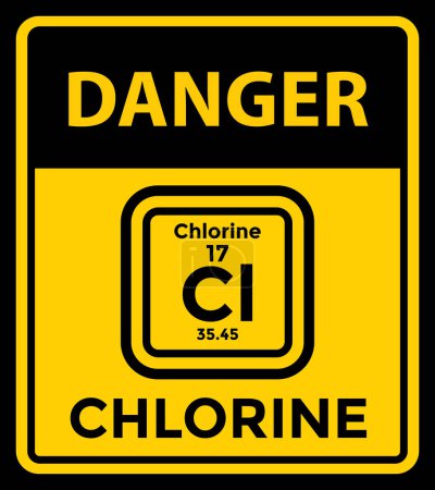 Illustration for Danger chlorine yellow sign, vector illustration - Royalty Free Image