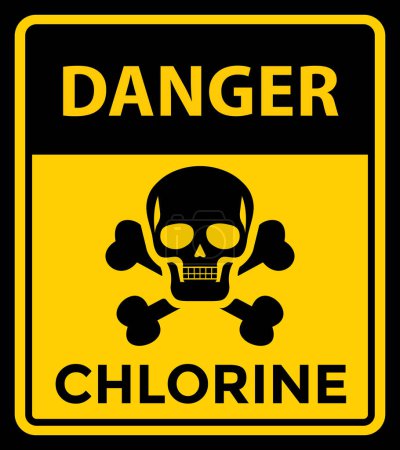 Illustration for Danger chlorine yellow sign, vector illustration - Royalty Free Image