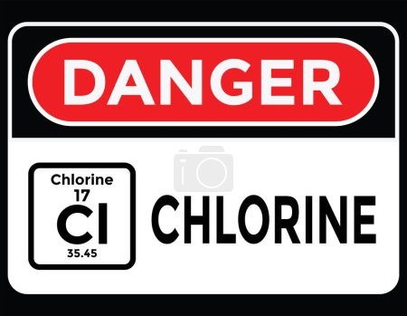 Ilustración de Chlorine, danger sign or sticker, vector illustration - Imagen libre de derechos