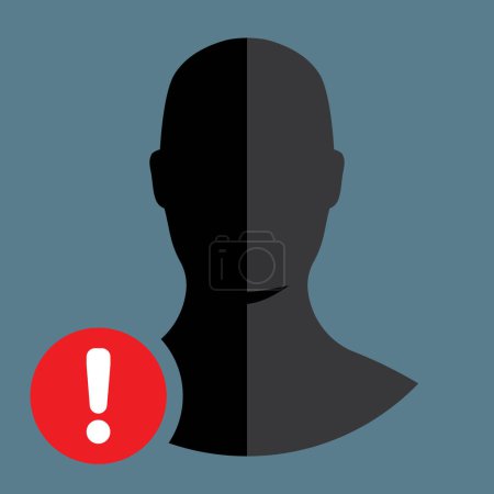 Illustration for Exclamation mark, men silhouette icon, vector illustration - Royalty Free Image