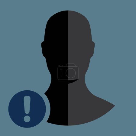 Illustration for Exclamation mark, men silhouette icon, vector illustration - Royalty Free Image