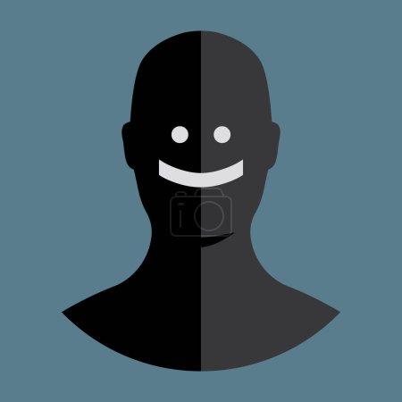 Téléchargez les illustrations : Avatar smile, men silhouette icon, vector illustration - en licence libre de droit