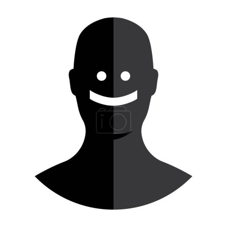 Ilustración de Sonrisa avatar, icono de silueta de los hombres, ilustración de vectores - Imagen libre de derechos
