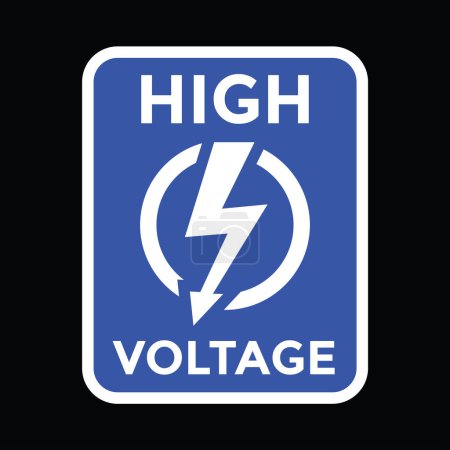 Ilustración de Signo de alto voltaje, azul y blanco, fondo negro, ilustración vectorial - Imagen libre de derechos
