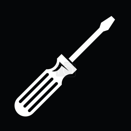 Illustration for Screwdriver icon, black and white, vector illustration - Royalty Free Image