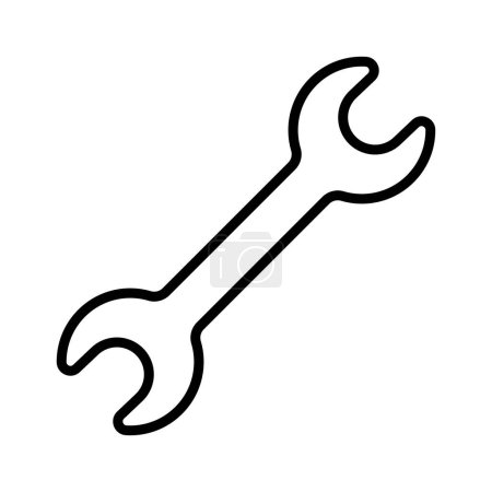 Illustration for Wrench or spanner linear icon, black and white, vector illustration - Royalty Free Image