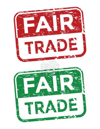 Illustration for Fair trade, green and red rubber stamp, vector illustratio - Royalty Free Image