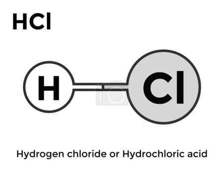 Téléchargez les illustrations : Acide chlorhydrique molécule, chimie, illustration vectorielle - en licence libre de droit