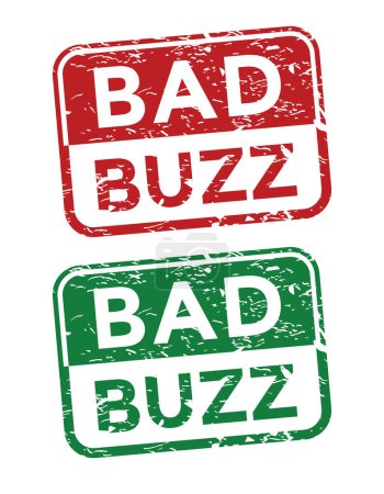 Illustration for Bad buzz, green and red rubber stamp, vector illustratio - Royalty Free Image