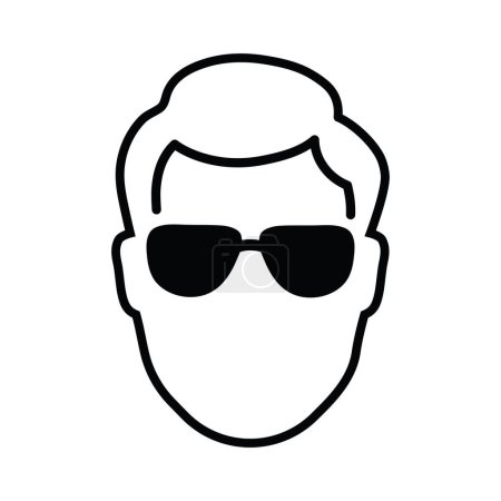 Ilustración de Cabeza con gafas y bigote icono o avatar, ilustración vectorial - Imagen libre de derechos