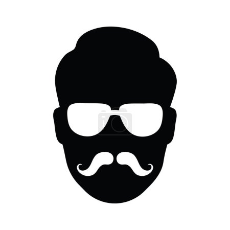 Ilustración de Cabeza con gafas y bigote icono o avatar, ilustración vectorial - Imagen libre de derechos