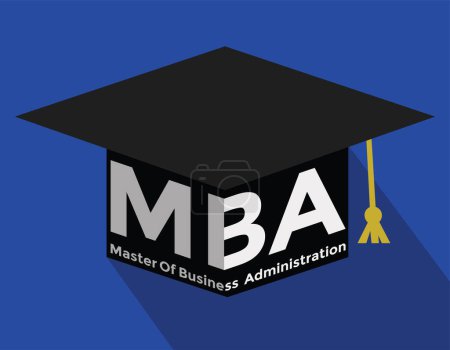 Illustration for Mba, master of business administration, graduate cap, isolated on white background, vector illustration - Royalty Free Image