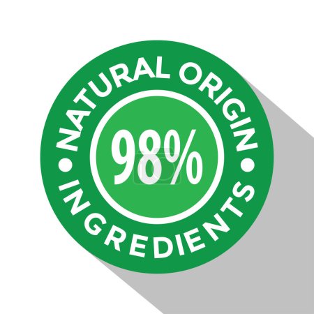 Ilustración de 98% ingredientes de origen natural, sello de goma, color verde, ilustración vectorial - Imagen libre de derechos