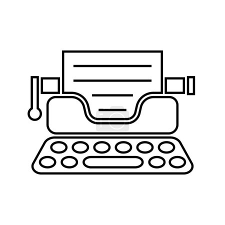 Téléchargez les illustrations : Icône de machine à écrire, vintage, style linéaire, illustration vectorielle - en licence libre de droit