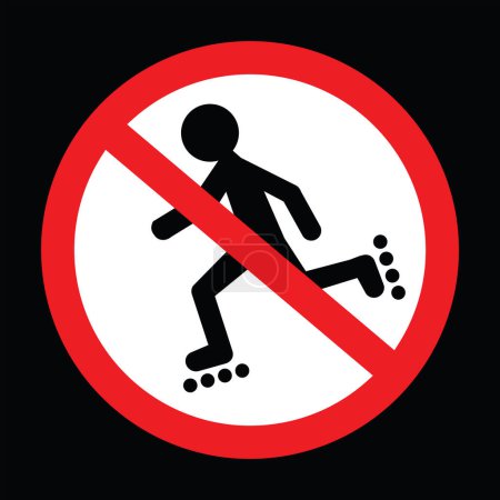 Illustration for No rollerblading black sign or symbol, vector illustration - Royalty Free Image