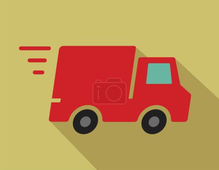 Téléchargez les illustrations : Camion de livraison vecteur rouge - en licence libre de droit