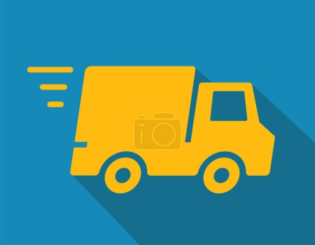 Téléchargez les illustrations : Camion de livraison vecteur jaune - en licence libre de droit
