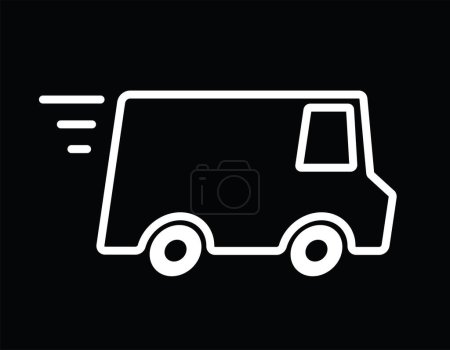 Illustration for Delivery van black linear black vector - Royalty Free Image