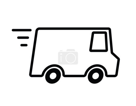 Illustration for Delivery van black linear. vector - Royalty Free Image