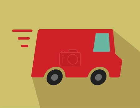 Illustration for Delivery van red vector - Royalty Free Image