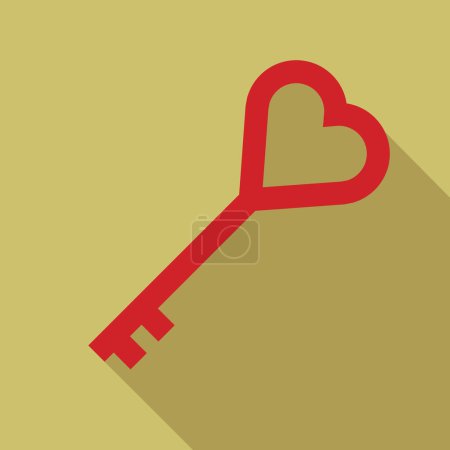 Téléchargez les illustrations : Clé coeur rouge, clé en forme de coeur, illustration vectorielle - en licence libre de droit