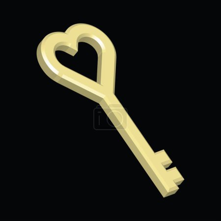Ilustración de Llave del corazón, oro, llave en forma de corazón, ilustración del vector - Imagen libre de derechos