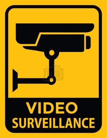Téléchargez les illustrations : Panneau de vidéosurveillance, jaune et noir, illustration vectorielle - en licence libre de droit