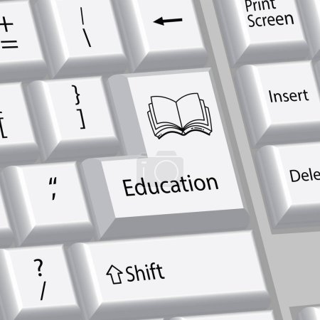Illustration for Education concept, book, computer keyboard, vector illustration - Royalty Free Image