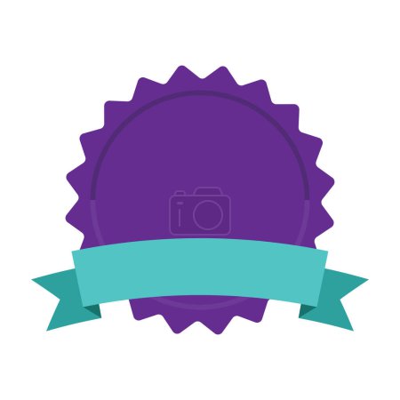 Ilustración de Sello púrpura en blanco, cinta azul, ilustración vectorial - Imagen libre de derechos