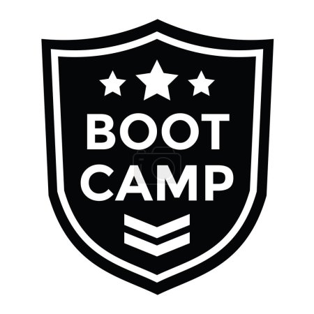 Ilustración de Campo de entrenamiento o bootcamp, parche airsoft, uniforme, ilustración vectorial - Imagen libre de derechos
