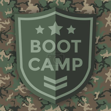 Illustration for Boot camp or bootcamp, airsoft, military patch, uniform, vector illustration - Royalty Free Image