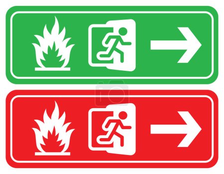 Illustration for Fire exit icon, red and white, vector illustration - Royalty Free Image