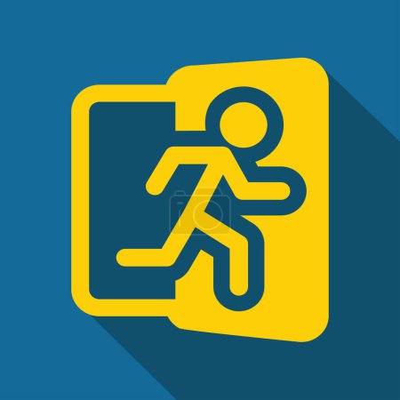 Illustration for Exit icon, blue and yellow, vector illustration - Royalty Free Image