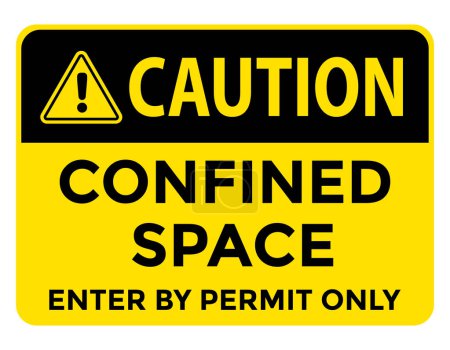 Illustration for Confined space, enter by permit only, caution sign, vector illustration - Royalty Free Image