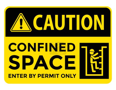 Illustration for Confined space, enter by permit only, caution sign, vector illustration - Royalty Free Image