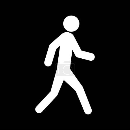 Téléchargez les illustrations : Homme marchant, symbole ou icône, couleur noir et blanc, illustration vectorielle - en licence libre de droit