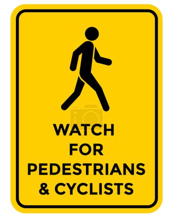 Illustration for Watch for pedestrians and cyclists sign, man walking, vector illustration - Royalty Free Image