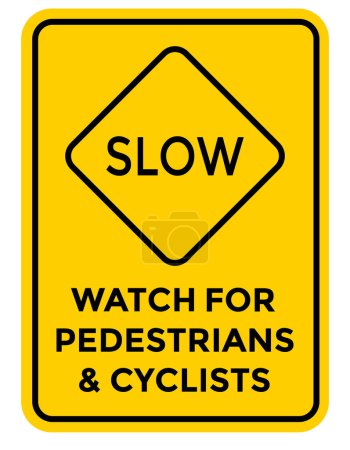Ilustración de Lento, reloj para los peatones y ciclistas signo, vector de ilustración - Imagen libre de derechos