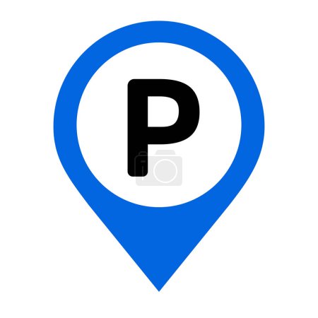Téléchargez les illustrations : Parking, pointeur de position, couleur bleue, fond blanc, illustration vectorielle - en licence libre de droit