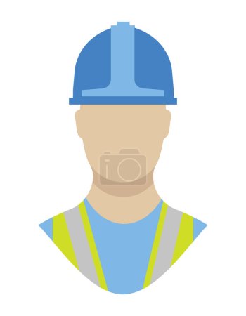 Ilustración de Trabajador de la construcción con casco y chaleco de seguridad, ilustración vectorial - Imagen libre de derechos