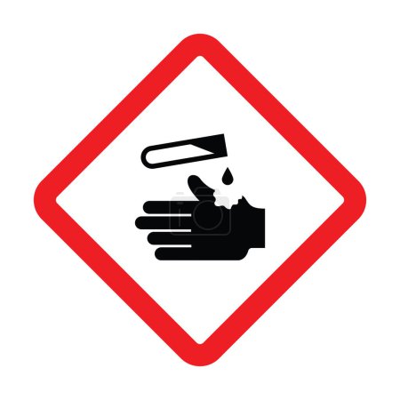 Téléchargez les illustrations : Danger signe corrosif ou acide, illustration vectorielle - en licence libre de droit