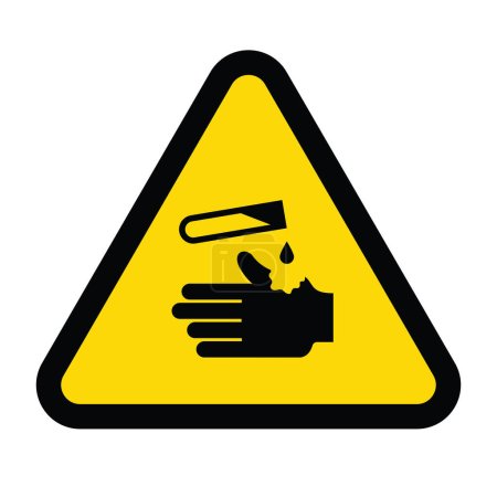 Téléchargez les illustrations : Danger signe corrosif ou acide, illustration vectorielle - en licence libre de droit
