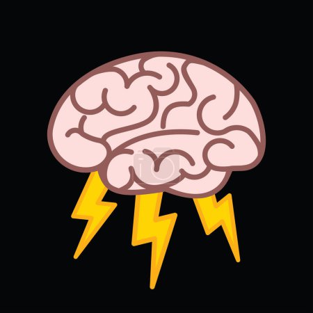 Illustration for Brainstorm, lightning, human brain icon, vector illustration - Royalty Free Image