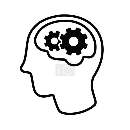 Illustration for Human brain, head, cogwheels, gears, vector illustration - Royalty Free Image