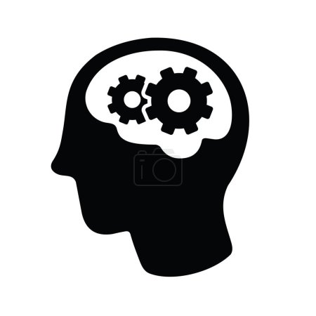 Illustration for Human brain, head, cogwheels, gears, vector illustration - Royalty Free Image
