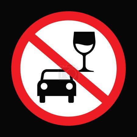 Illustration for No drink and drive sign or icon, dont drive impaired, vector illustration - Royalty Free Image