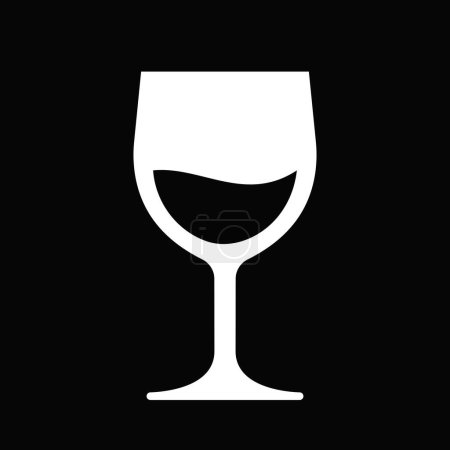 Téléchargez les illustrations : Icône en verre de vigne, noir, illustration vectorielle - en licence libre de droit