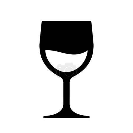 Téléchargez les illustrations : Icône en verre de vigne, noir, illustration vectorielle - en licence libre de droit