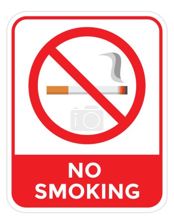 Téléchargez les illustrations : Signe ou icône non fumeur, couleur rouge et blanche, illustration vectorielle - en licence libre de droit