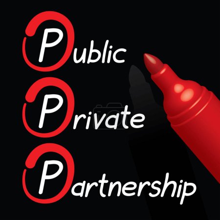Téléchargez les illustrations : Partenariat public-privé, marqueur rouge, illustration vectorielle - en licence libre de droit